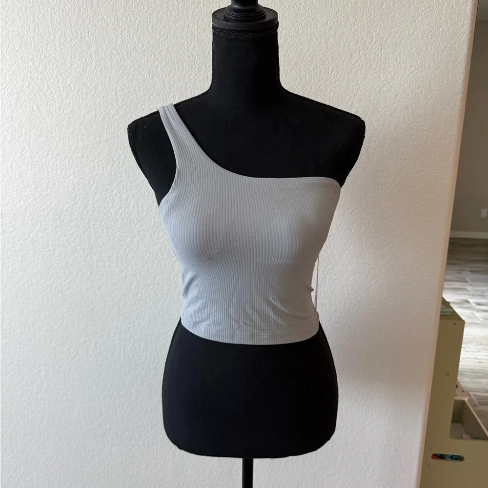 Lululemon Ribbed Nulu Asymmetrical Yoga Tank Top Rhino Grey 2 NWT